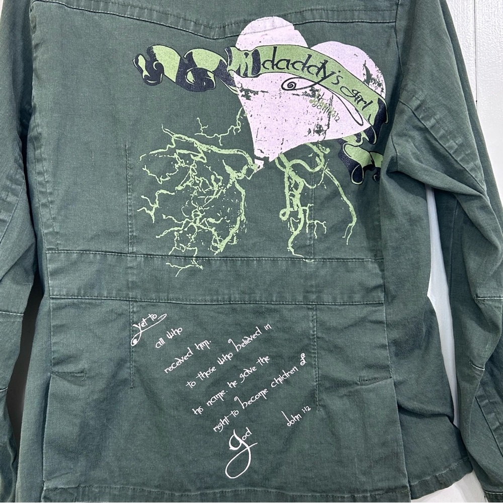 Vintage Painted Jacket Size XL Military Green Utility Jacket Size XL - Picture 8 of 14